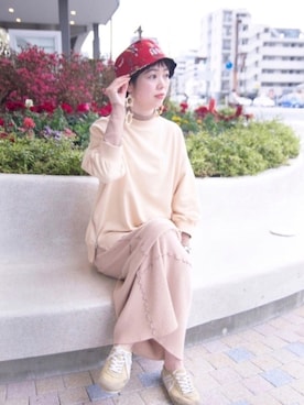「polcadot」｜「アイテム（スウェット）」を使った、polcadotさん（レディース・167cm）の春コーディネート
