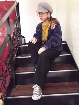 「polcadot」｜「アイテム（キャスケット）」を使った、polcadotさん（レディース・158cm）の春コーディネート