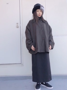 「polcadot」｜「アイテム（スリッポン）」を使った、polcadotさん（レディース・158cm）の冬コーディネート