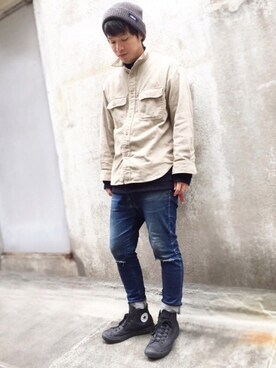 「Ruben（ルーベン）のアイテム（ニットキャップ/ビーニー）」を使った、polcadotさん（メンズ・170cm）の冬コーディネート