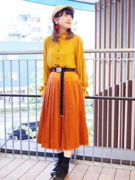 「polcadot」｜「アイテム（キャスケット）」を使った、polcadotさん（レディース・165cm）の秋コーディネート