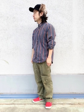 「Ruben（ルーベン）のアイテム（キャップ）」を使った、polcadotさん（メンズ・170cm）の秋コーディネート