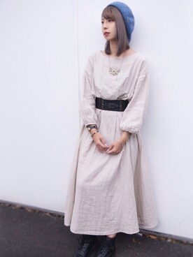 「polcadot」｜「アイテム（ハンチング/ベレー帽）」を使った、polcadotさん（レディース・161cm）の秋コーディネート