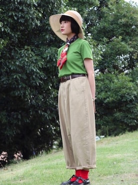 「ＵＶカット」｜「アイテム（その他）」を使った、polcadotさん（レディース・165cm）の夏コーディネート