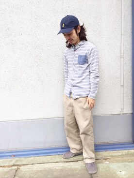 「KANGOL（カンゴール）のアイテム（キャップ）」を使った、polcadotさん（メンズ・165cm）の春コーディネート