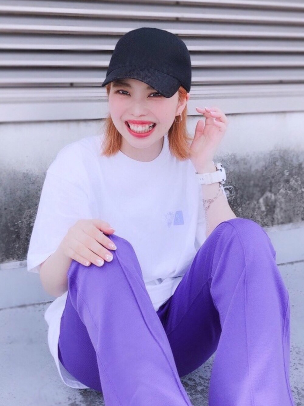「夏コーデ、大人カジュアル、パンツスタイル、スポーツミックス、夏だ！Tシャツ着よう！、プチプラ、polcadot、RUBEN、CAP、キャップ」｜「Rubenの【Ruben】THERMO CAP / MESH CAP（キャップ、ブラック系）」を使った、polcadotさん（レディース・158cm）の夏コーディネートの1枚目の写真