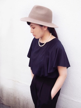 「ツバ広ハット」｜polcadotさん（レディース・153cm）の秋コーディネート