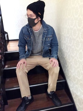 「Ruben（ルーベン）のアイテム（ニットキャップ/ビーニー）」を使った、polcadotさん（メンズ・173cm）の冬コーディネート