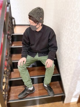 「Ruben（ルーベン）のアイテム（ニットキャップ/ビーニー）」を使った、polcadotさん（メンズ・173cm）の冬コーディネート