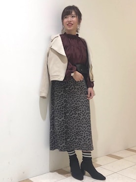 「AS KNOW AS PINKY（アズノゥアズピンキー）のアイテム（ライダースジャケット）」を使った、yukinoさん（レディース・156cm）の秋コーディネート