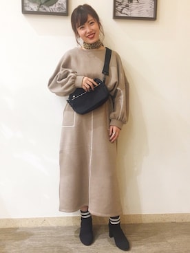 「AS KNOW AS PINKY（アズノゥアズピンキー）のアイテム（スウェット）」を使った、yukinoさん（レディース・156cm）の秋コーディネート