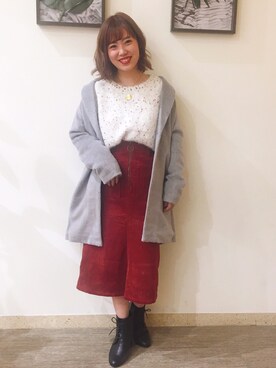 「AS KNOW AS PINKY（アズノゥアズピンキー）のアイテム（チェスターコート）」を使った、yukinoさん（レディース・156cm）の秋コーディネート