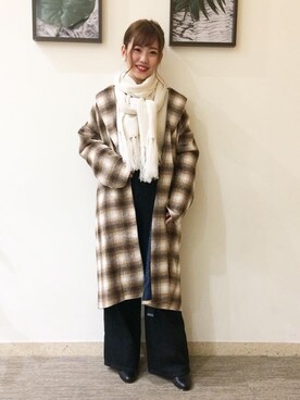 「AS KNOW AS PINKY（アズノゥアズピンキー）のアイテム（チェスターコート）」を使った、yukinoさん（レディース・156cm）の秋コーディネート