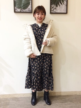 「AS KNOW AS PINKY（アズノゥアズピンキー）のアイテム（ダウンジャケット/コート）」を使った、yukinoさん（レディース・156cm）の冬コーディネート