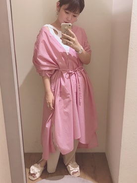 「アイテム（ワンピース/ドレス、パープル系）」を使った、yukinoさん（レディース・155cm）の夏コーディネート