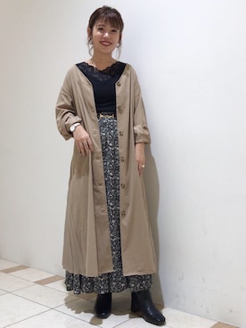 「AS KNOW AS PINKY（アズノゥアズピンキー）のアイテム（トレンチコート）」を使った、yukinoさん（レディース・156cm）の秋コーディネート