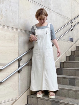 「AS KNOW AS PINKY（アズノゥアズピンキー）のアイテム（ジャンパースカート）」を使った、yukinoさん（レディース・156cm）の夏コーディネート