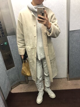 「bit blue（ビットブルー）のアイテム」を使った、sekimokaさん（レディース・161cm）の冬コーディネート