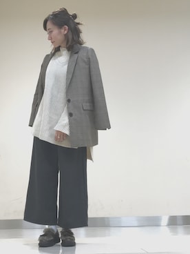 「グレンチェック」｜「アイテム（その他アウター）」を使った、shinoさん（レディース・159cm）の秋コーディネート