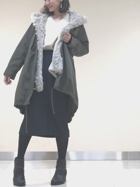 「冬」｜「アイテム（モッズコート）」を使った、shinoさん（レディース・159cm）の秋コーディネート