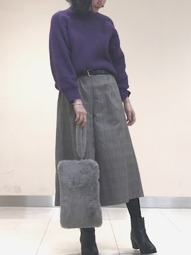 「スカーチョ」｜「アイテム（ブーツ）」を使った、shinoさん（レディース・159cm）の冬コーディネート