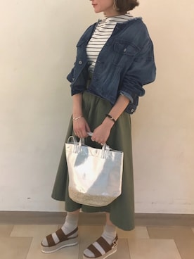 「ピクニック」｜「アイテム（ジャケット/アウター）」を使った、shinoさん（レディース・159cm）の春コーディネート