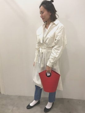 「バッグ」｜「アイテム（シャツワンピース）」を使った、shinoさん（レディース・159cm）の春コーディネート