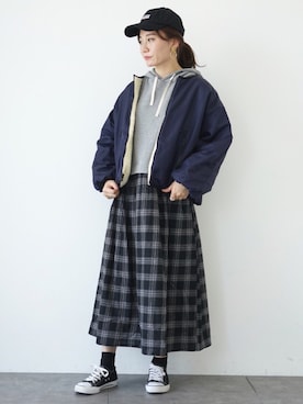 「リバーシブル」｜「アイテム（ワンピース/ドレス）」を使った、shinoさん（レディース・159cm）の秋コーディネート
