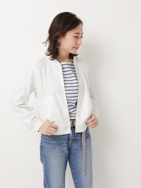 「earth music&ecology（アースミュージックアンドエコロジー）のアイテム（ブルゾン）」を使った、shinoさん（レディース・159cm）の春コーディネート