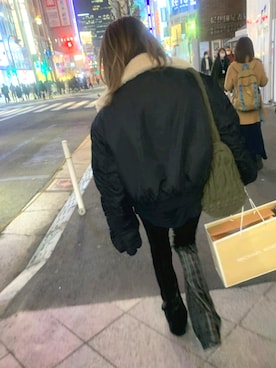 「DHOLIC（ディーホリック）のアイテム（MA-1）」を使った、amさん（レディース・152cm）の冬コーディネート