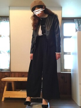 「ZARA BASIC（ザラベーシック）のアイテム（ライダースジャケット）」を使った、Annaさん（レディース・164cm）の春コーディネート