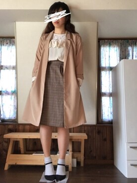「トレンチ」｜「アイテム（帽子）」を使った、Annaさん（レディース・164cm）の春コーディネート