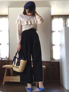 「フリルトップス」｜Annaさん（レディース・164cm）の春コーディネート