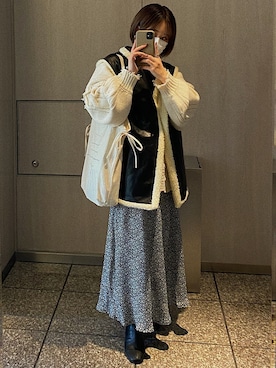 「LOWRYS FARM（ローリーズファーム）のストレッチヒールブーツ　851418（ブーツ）」を使った、amiさん（レディース・148cm）の冬コーディネート