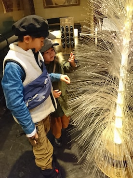 「FRED PERRY（フレッドペリー）のアイテム（モッズコート）」を使った、i-momさん（キッズ・110cm）の秋コーディネート