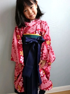 「袴」｜「アイテム（浴衣）」を使った、i-momさん（キッズ・110cm）の春コーディネート