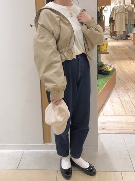 「刺繍」｜「アイテム（キャスケット）」を使った、R u n aさん（レディース・157cm）の冬コーディネート