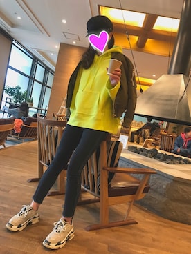 「MACPHEE（マカフィー）のアイテム（MA-1）」を使った、Mokoさん（レディース・166cm）の春コーディネート
