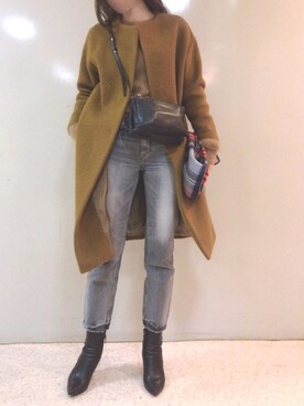 「upper hights」｜「アイテム（その他アウター）」を使った、Mokoさん（レディース・166cm）の冬コーディネート