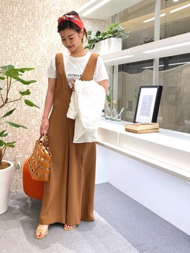 「Rouge vif（ルージュヴィフ）のアイテム（オールインワン・サロペット）」を使った、Mizuki さん（レディース・152cm）の春コーディネート