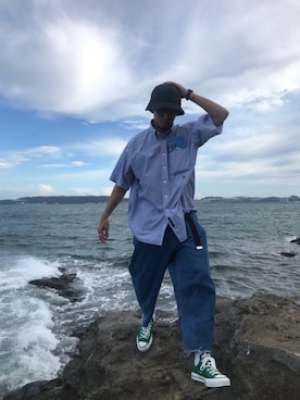 「coca（coca）（コカ）のアイテム（パンツ）」を使った、machioka17さん（メンズ・168cm）の夏コーディネート