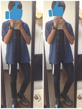 「革靴」｜「アイテム（Tシャツ/カットソー）」を使った、こうようさん（メンズ・171cm）の夏コーディネート