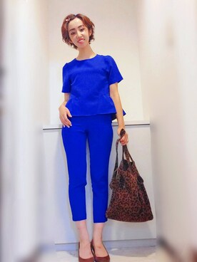 「Glamorous Garden（グラマラスガーデン）のアイテム（オールインワン・サロペット、ブルー系）」を使った、ri.ek7020さん（レディース）の秋コーディネート