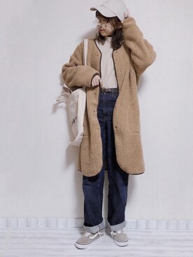 「アウターコーデ」｜「アイテム（その他）」を使った、sakiさん（レディース・159cm）の冬コーディネート