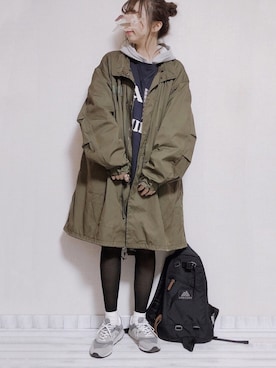 「軍物」｜「アイテム（その他）」を使った、sakiさん（レディース・159cm）の冬コーディネート