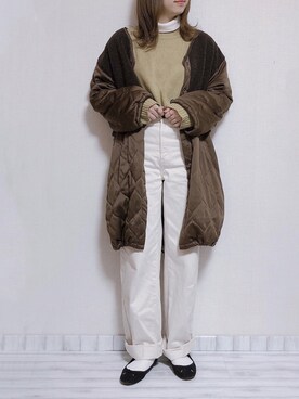 「オリーブ」｜「アイテム（その他アウター）」を使った、sakiさん（レディース・159cm）の冬コーディネート