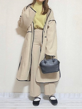「パイピングコート」｜「アイテム（その他シューズ）」を使った、sakiさん（レディース・159cm）の秋コーディネート