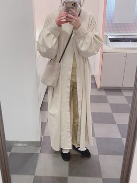 「袖ボリューム」｜「アイテム（シャツワンピース）」を使った、sakiさん（レディース・159cm）の秋コーディネート