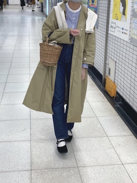 「ノーカラーシャツ」｜「アイテム（その他シューズ）」を使った、sakiさん（レディース・159cm）の春コーディネート
