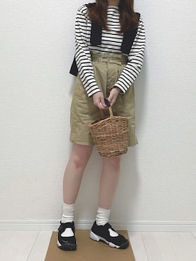 「アイテム（その他、グレー系）」を使った、sakiさん（レディース・159cm）の春コーディネート